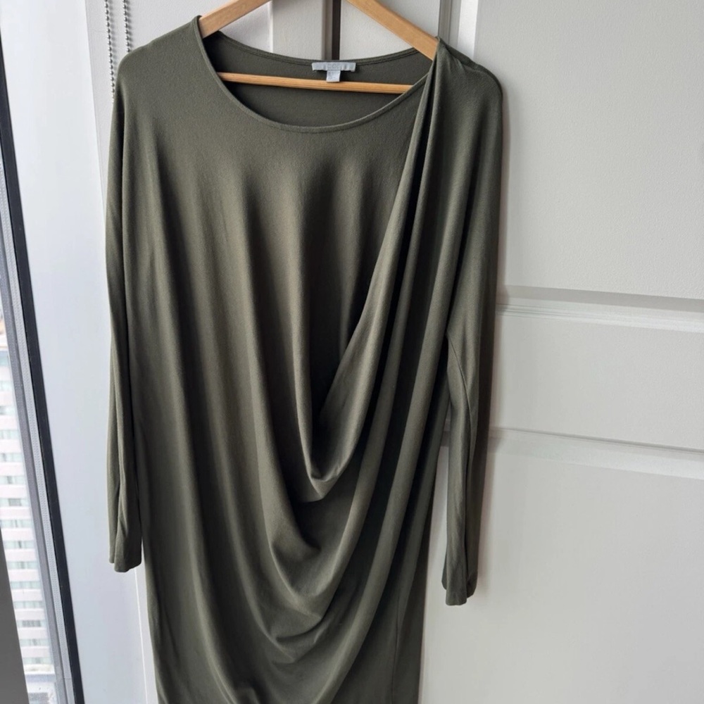 COS Green Tent Jersey Draped Dress Size S